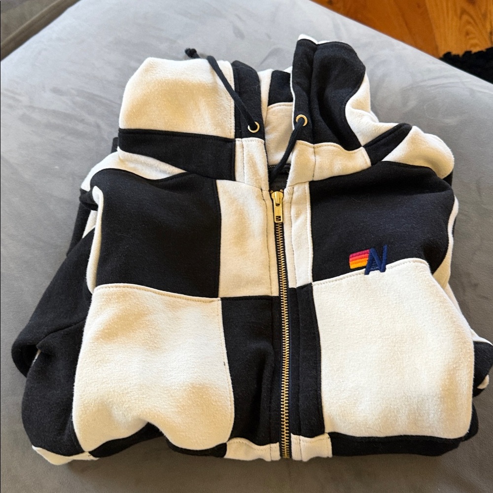 SOLD OUT Aviator Nation Check Quilt Zip Hoodie M - Picture 2 of 5